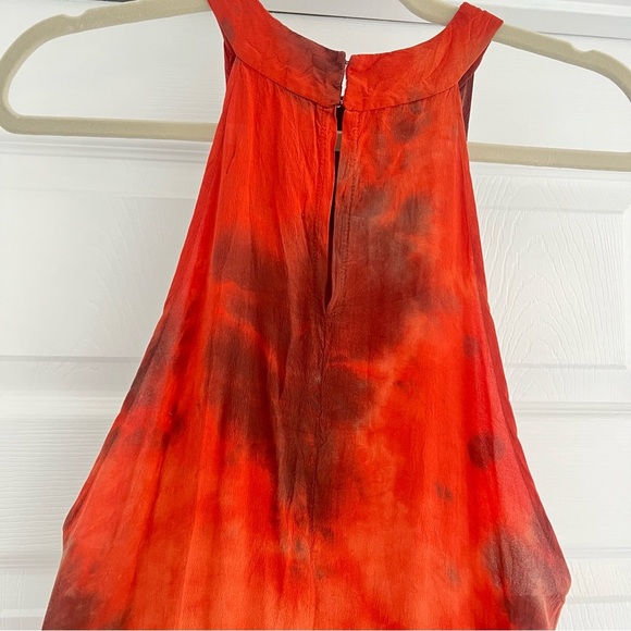UPSTATE 100% Silk Tie Dye High Neck Orange Maxi Dress L - Picture 6 of 9